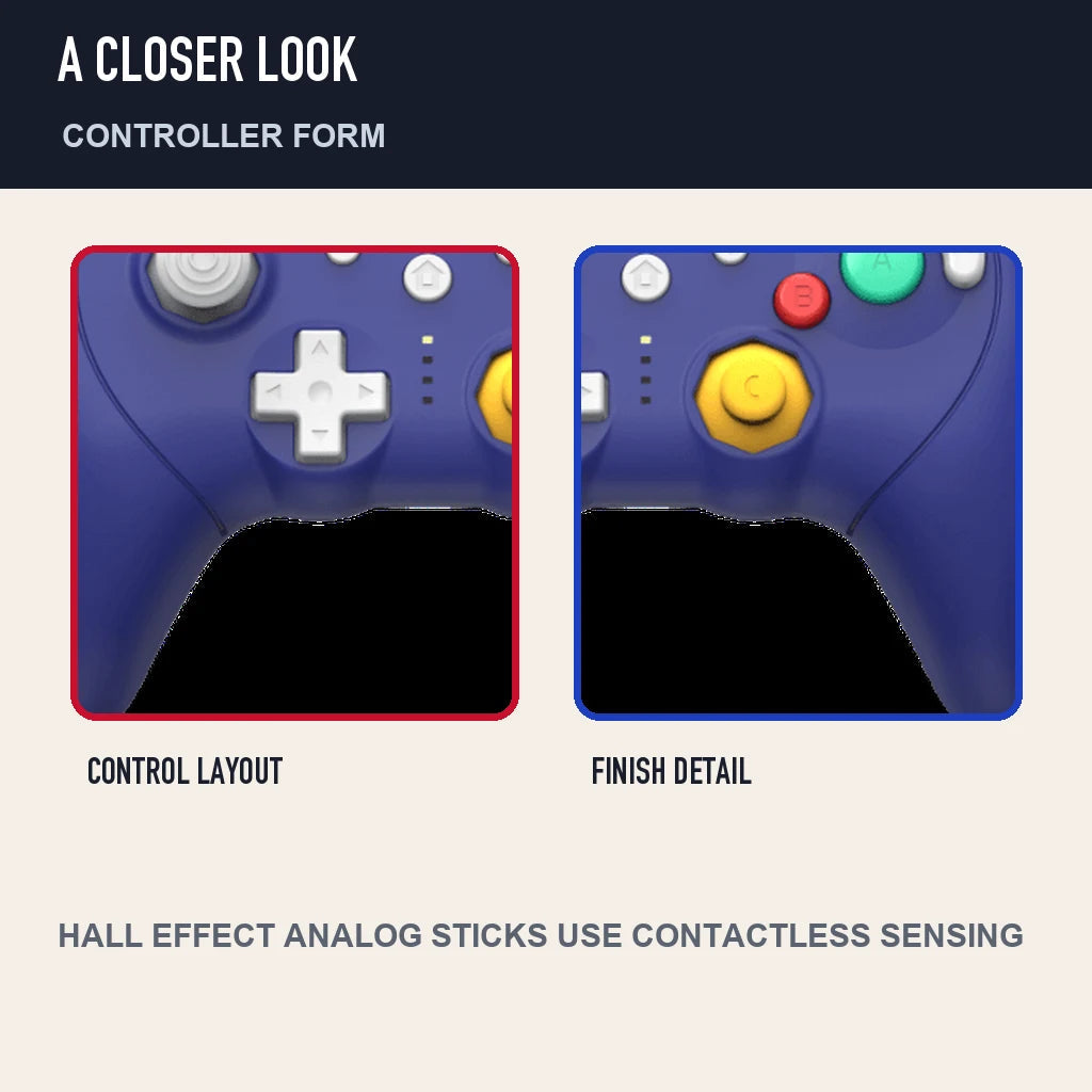 Two close detail views of Retro Fighters BattlerGC Pro