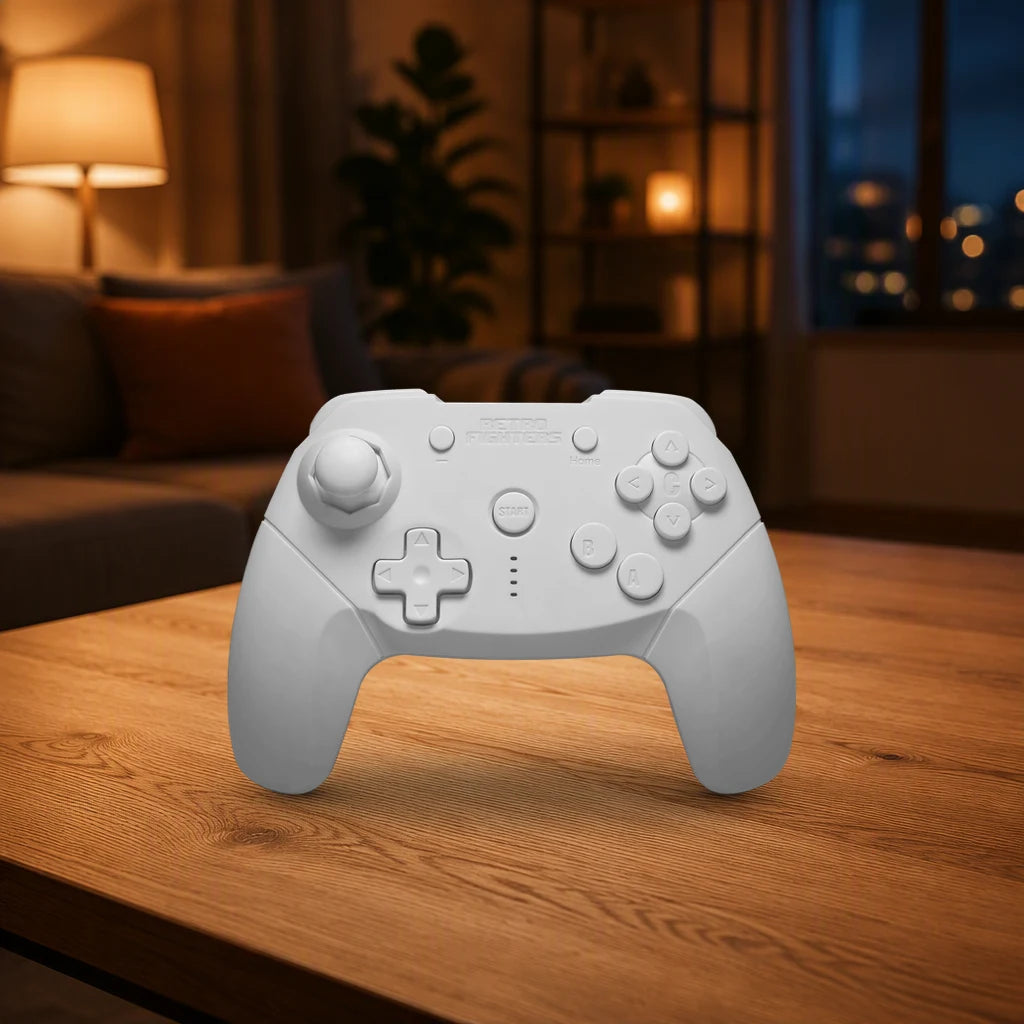 Retro Fighters Brawler64 Bluetooth NSO Edition shown in a living-room setting; scene props not included