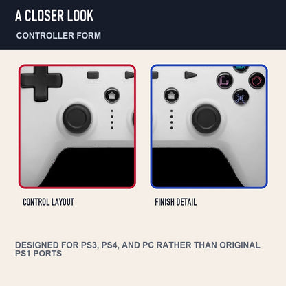 Two close detail views of Retro Fighters Defender Bluetooth Edition