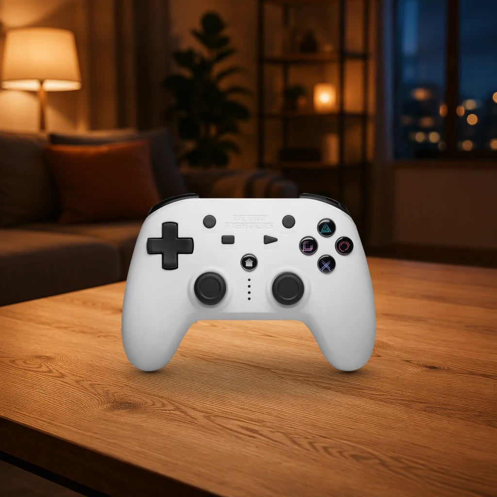 Retro Fighters Defender Bluetooth Edition shown in a living-room setting; scene props not included