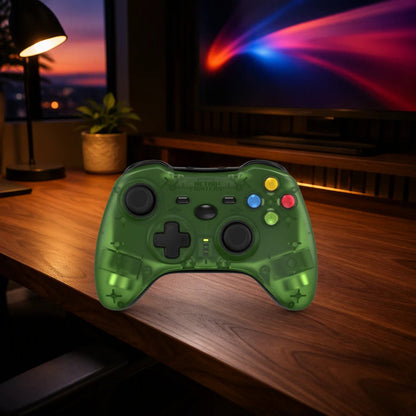 Retro Fighters Hunter 360 shown in a gaming desk setting; scene props not included