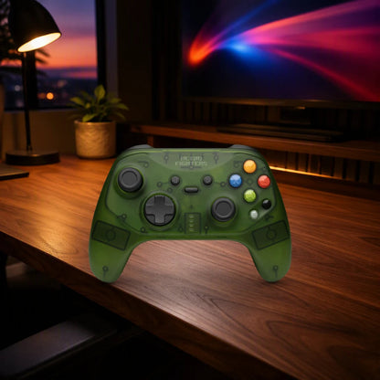 Retro Fighters Hunter shown in a gaming desk setting; scene props not included
