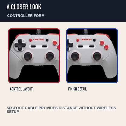 Two close detail views of Retro Fighters JAB