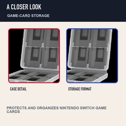 Two close detail views of Retro Fighters Retro85 Mini NES Cartridge Switch Game Cases