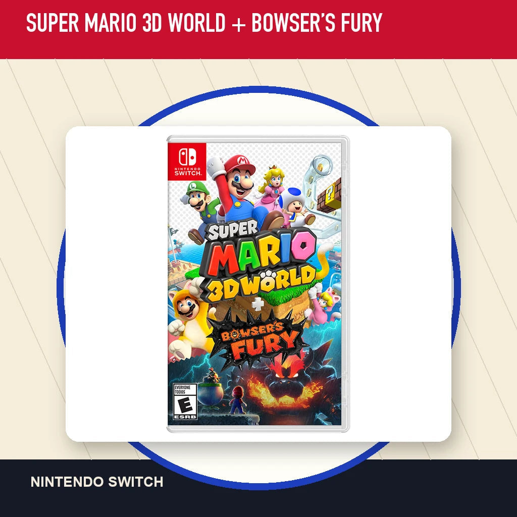 Super Mario 3D World + Bowser’s Fury physical game cover in a minimal catalog layout
