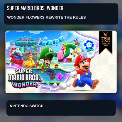Super Mario Bros. Wonder key visual highlighting wonder flowers rewrite the rules