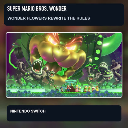 Super Mario Bros. Wonder scene illustrating wonder flowers rewrite the rules