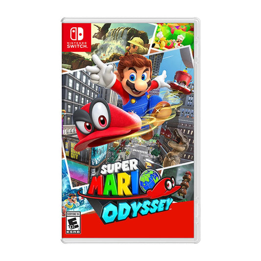 Super Mario Odyssey physical Nintendo game cover on a white background