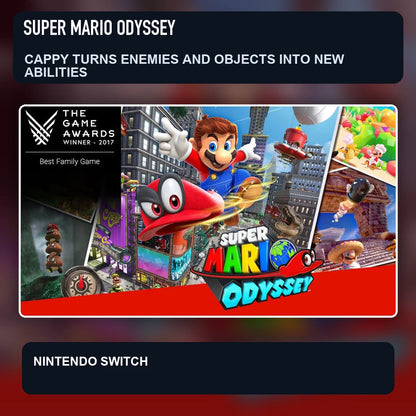 Super Mario Odyssey scene illustrating cappy turns enemies and objects into new abilities