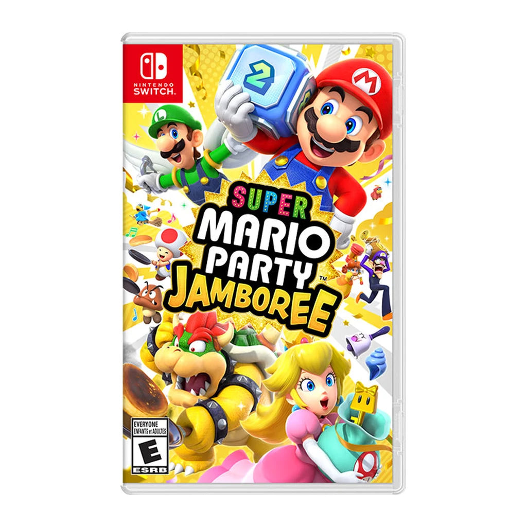 Super Mario Party Jamboree physical Nintendo game cover on a white background
