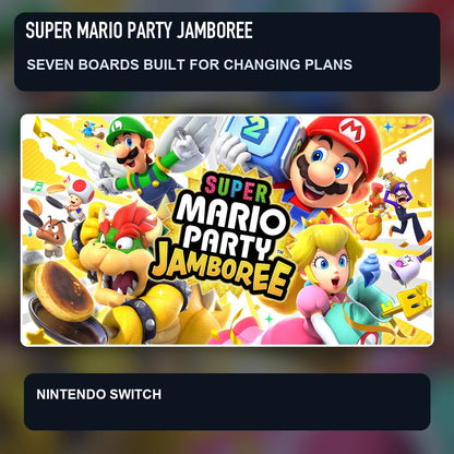 Super Mario Party Jamboree key visual highlighting seven boards built for changing plans