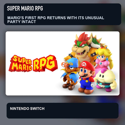 Super Mario RPG key visual highlighting mario's first rpg returns with its unusual party intact