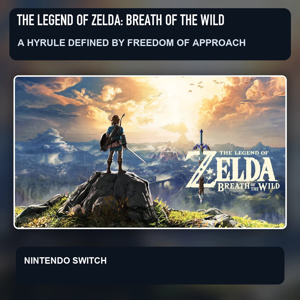 The Legend of Zelda: Breath of the Wild key visual highlighting a hyrule defined by freedom of approach