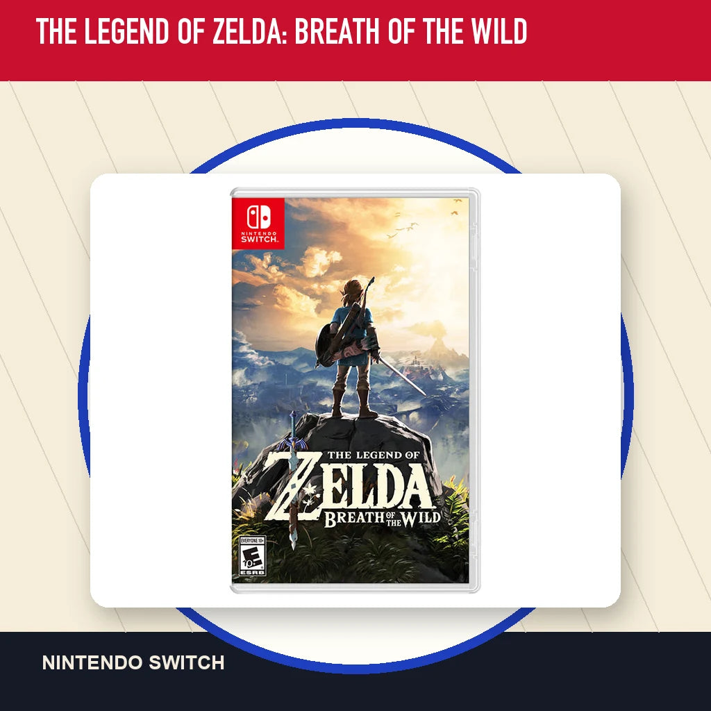The Legend of Zelda: Breath of the Wild physical game cover in a minimal catalog layout