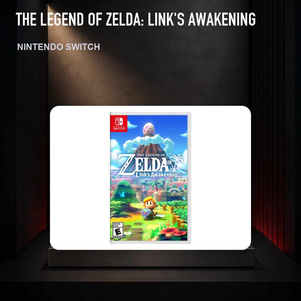 The Legend of Zelda: Link's Awakening physical game cover on a collector display plinth