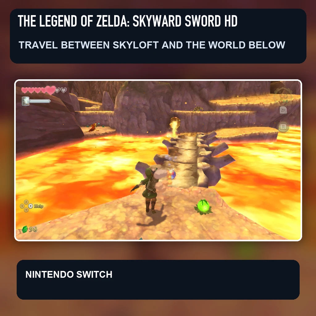 The Legend of Zelda: Skyward Sword HD scene illustrating travel between skyloft and the world below