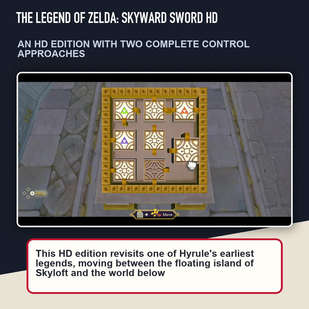 The Legend of Zelda: Skyward Sword HD scene highlighting an hd edition with two complete control approaches