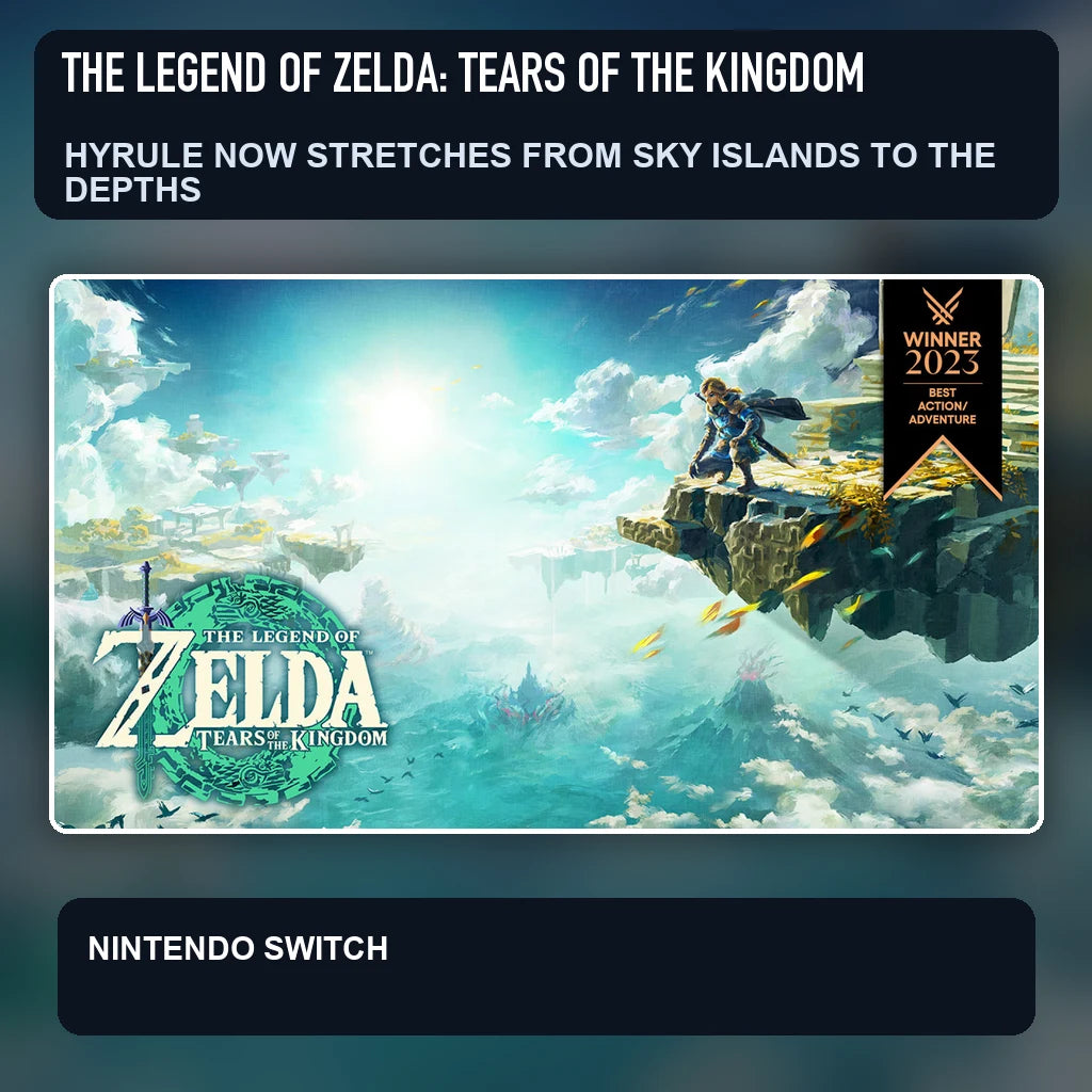 The Legend of Zelda: Tears of the Kingdom key visual highlighting hyrule now stretches from sky islands to the depths