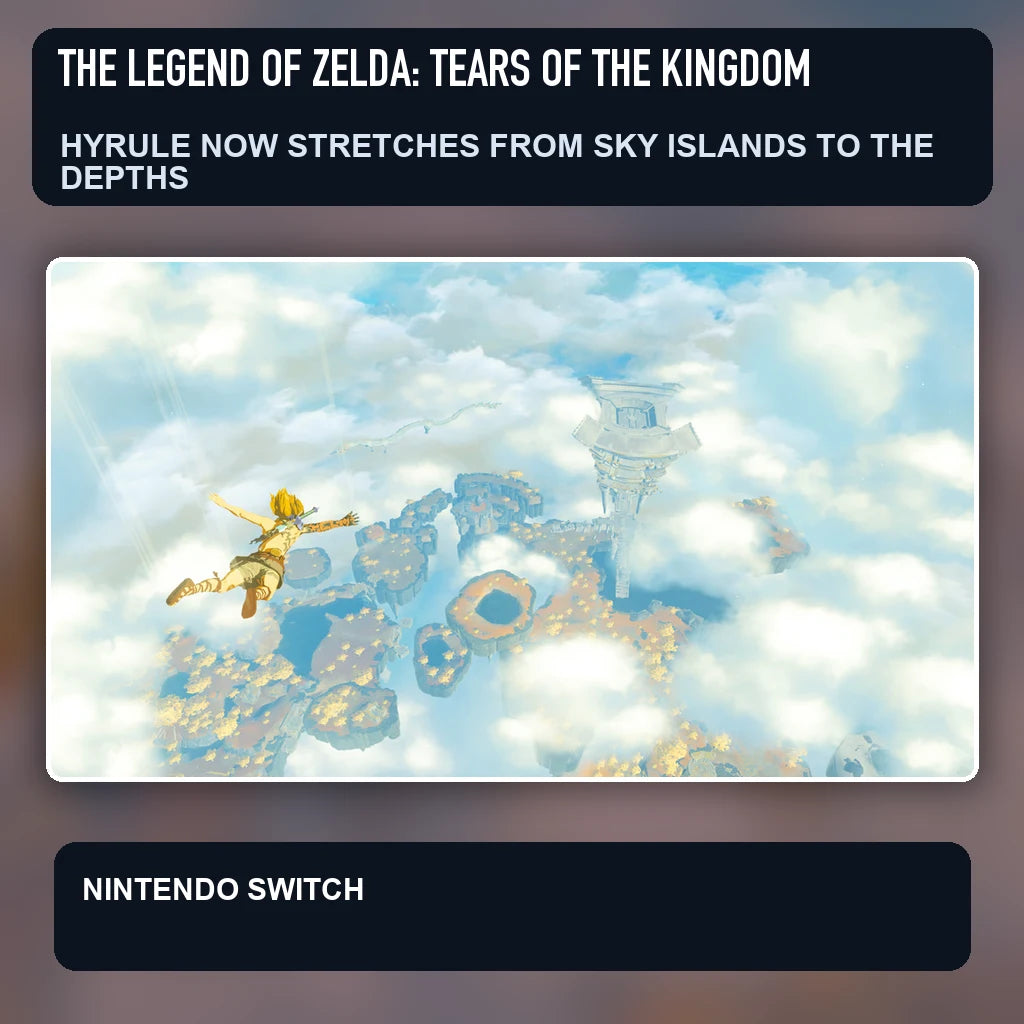 The Legend of Zelda: Tears of the Kingdom scene illustrating hyrule now stretches from sky islands to the depths
