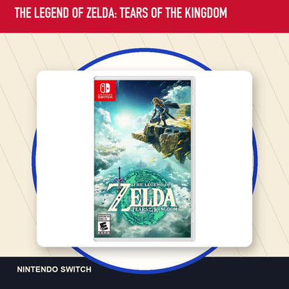 The Legend of Zelda: Tears of the Kingdom physical game cover in a minimal catalog layout