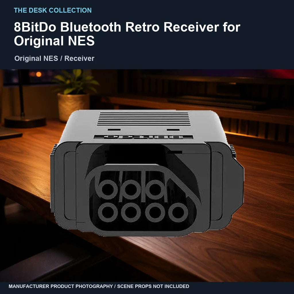 8BitDo Bluetooth Retro Receiver for Original NES: walnut desk