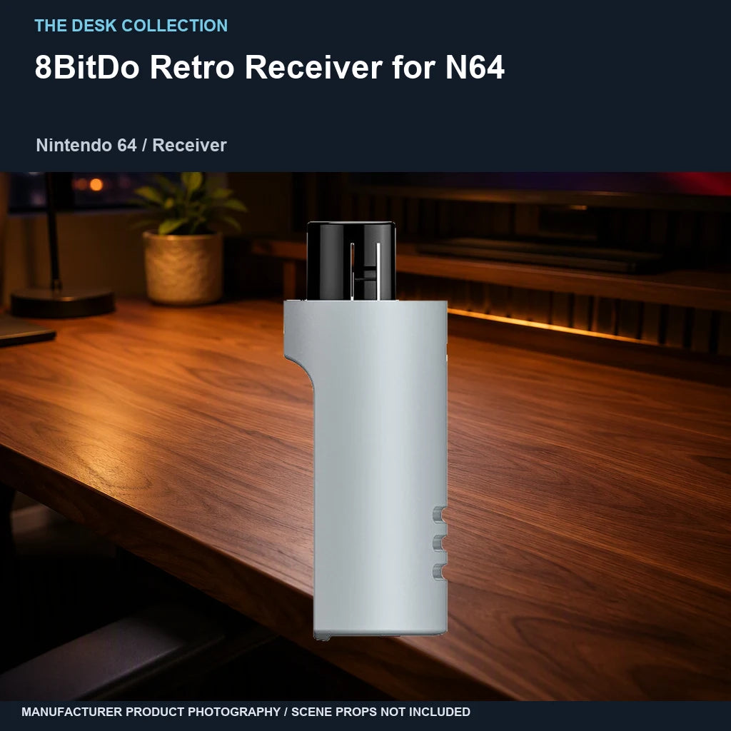 8BitDo Retro Receiver for N64: walnut desk