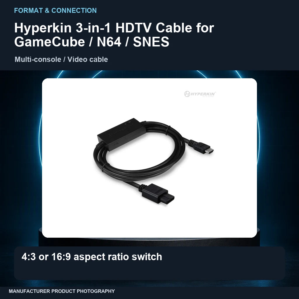 Hyperkin 3-in-1 HDTV Cable for GameCube / N64 / SNES: format focus