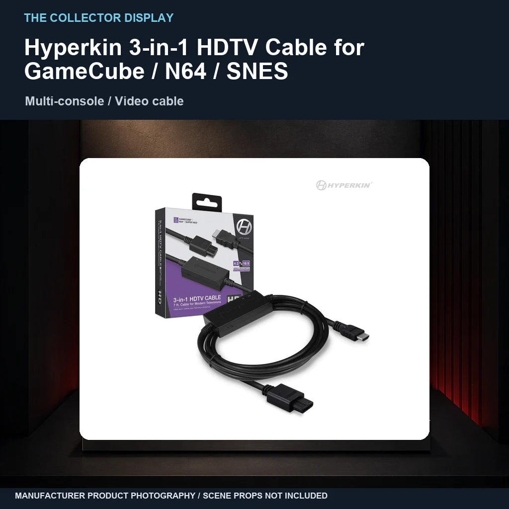 Hyperkin 3-in-1 HDTV Cable for GameCube / N64 / SNES: collector plinth