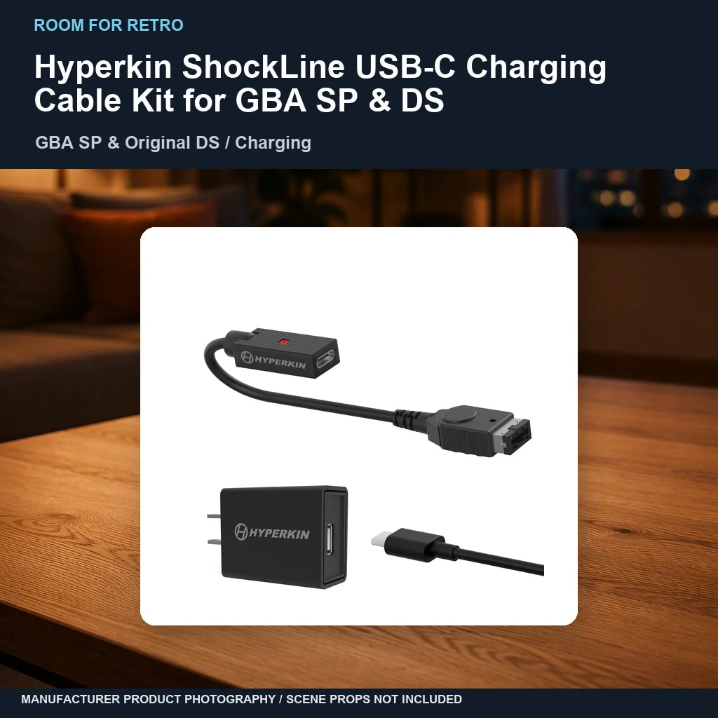 Hyperkin ShockLine USB-C Charging Cable Kit for GBA SP & DS: ambient room