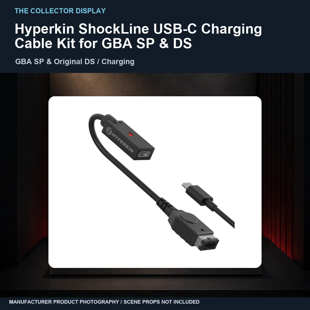 Hyperkin ShockLine USB-C Charging Cable Kit for GBA SP & DS: collector plinth