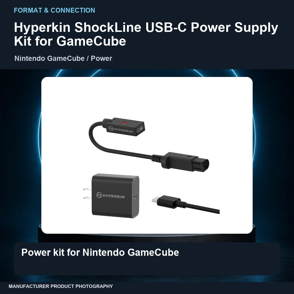 Hyperkin ShockLine USB-C Power Supply Kit for GameCube: format focus