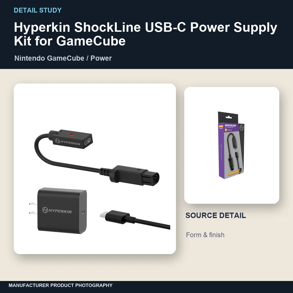 Hyperkin ShockLine USB-C Power Supply Kit for GameCube: detail study