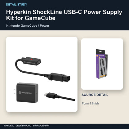 Hyperkin ShockLine USB-C Power Supply Kit for GameCube: detail study