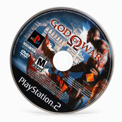 Representative God of War one loose black-label North American PlayStation 2 DVD disc on a clean white catalog background, not the specific RGM unit
