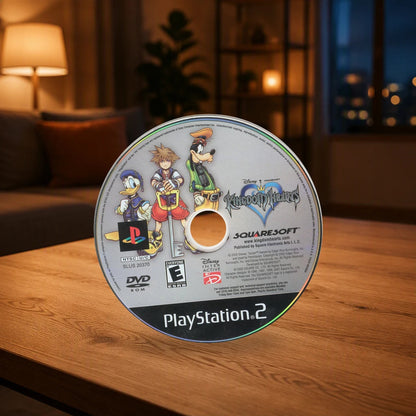 Representative Kingdom Hearts loose ntsc-u dvd-rom on a warm living room table, not the specific RGM unit