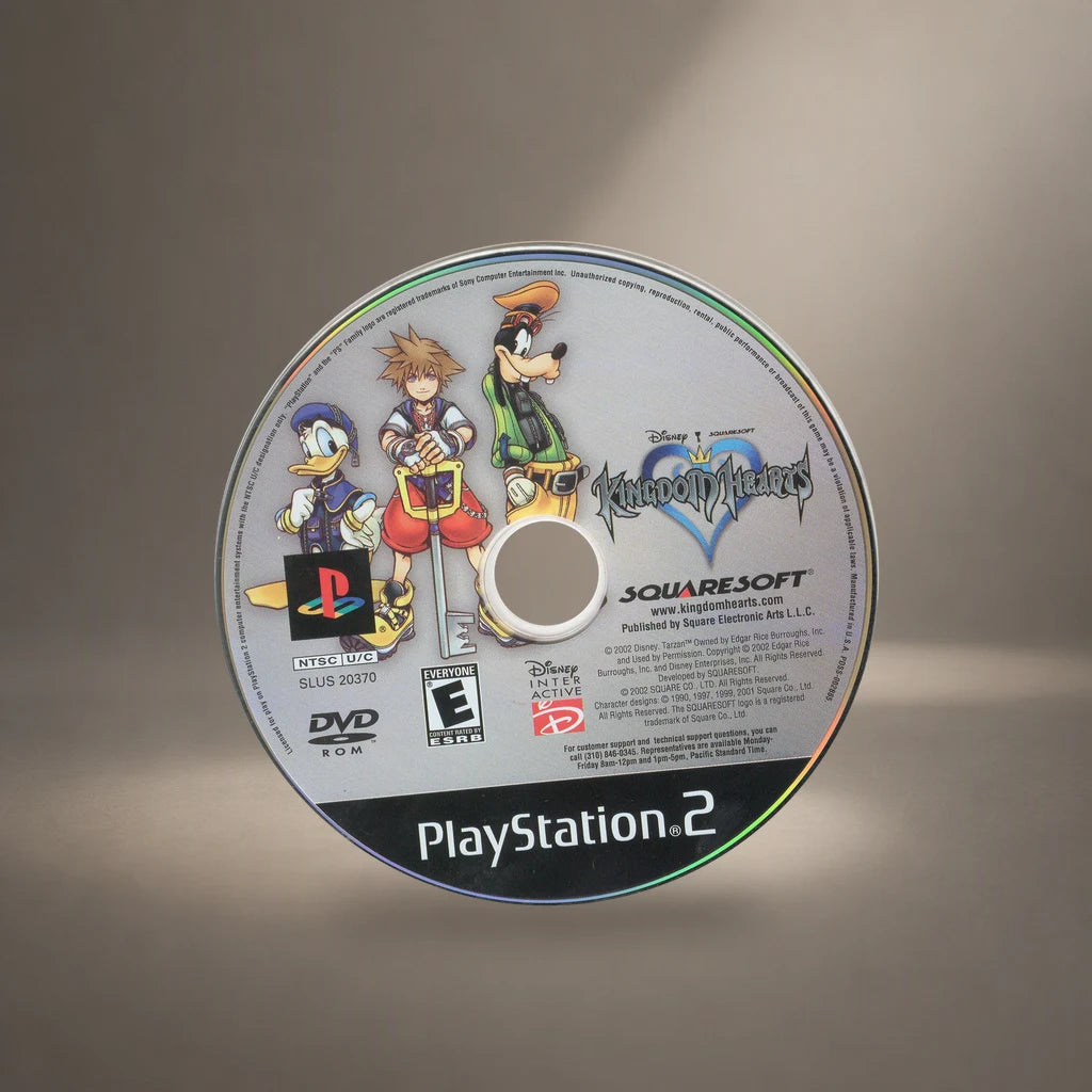 Representative Kingdom Hearts loose ntsc-u dvd-rom in a soft neutral gallery spotlight, not the specific RGM unit