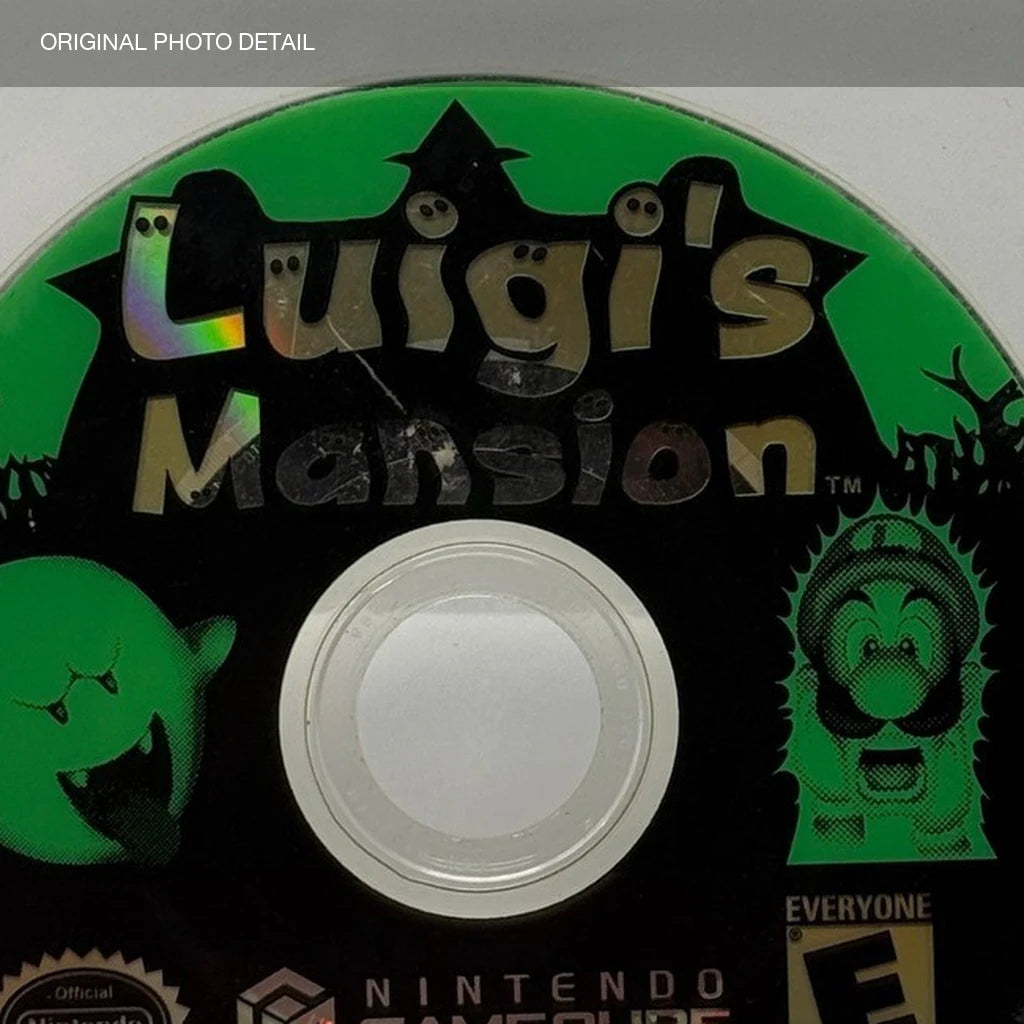 Representative Luigi's Mansion loose usa game disc in a close original-photo identity detail, not the specific RGM unit
