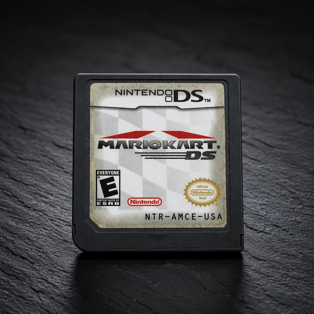 Representative Mario Kart DS for Nintendo DS in a dark collector studio