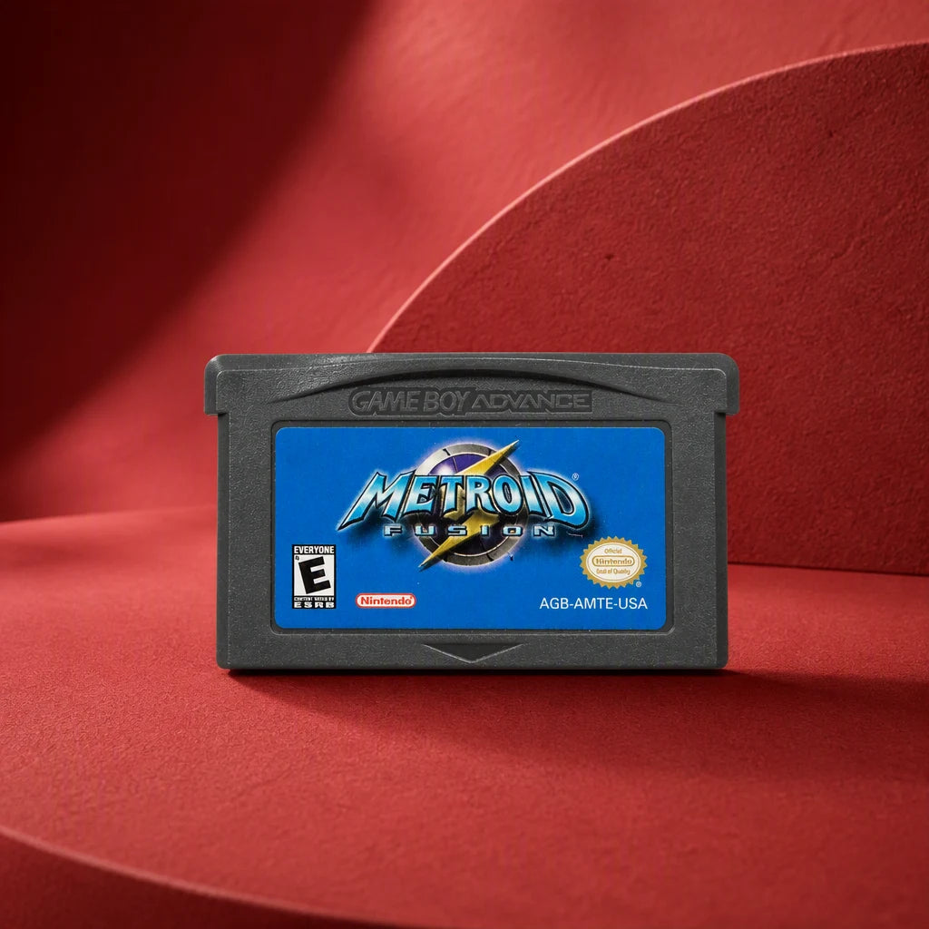 Representative Metroid Fusion for Game Boy Advance in a red architectural studio