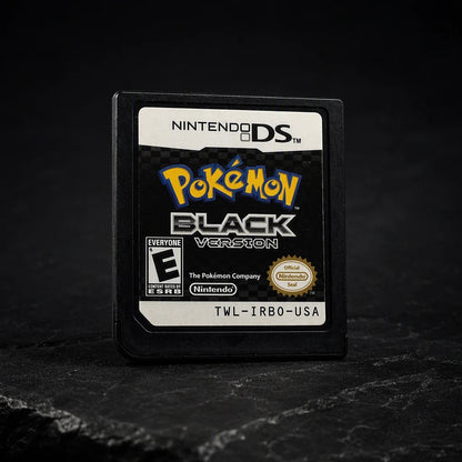 Representative Pokémon Black Version for Nintendo DS in a dark collector studio