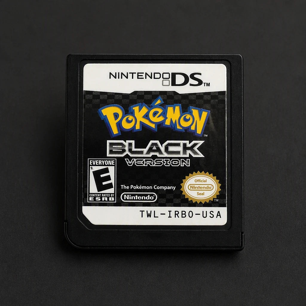 Representative Pokémon Black Version for Nintendo DS with a close view of the printed label
