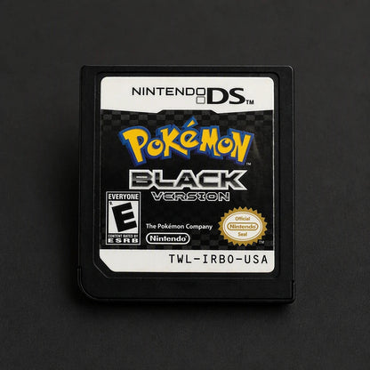 Representative Pokémon Black Version for Nintendo DS with a close view of the printed label