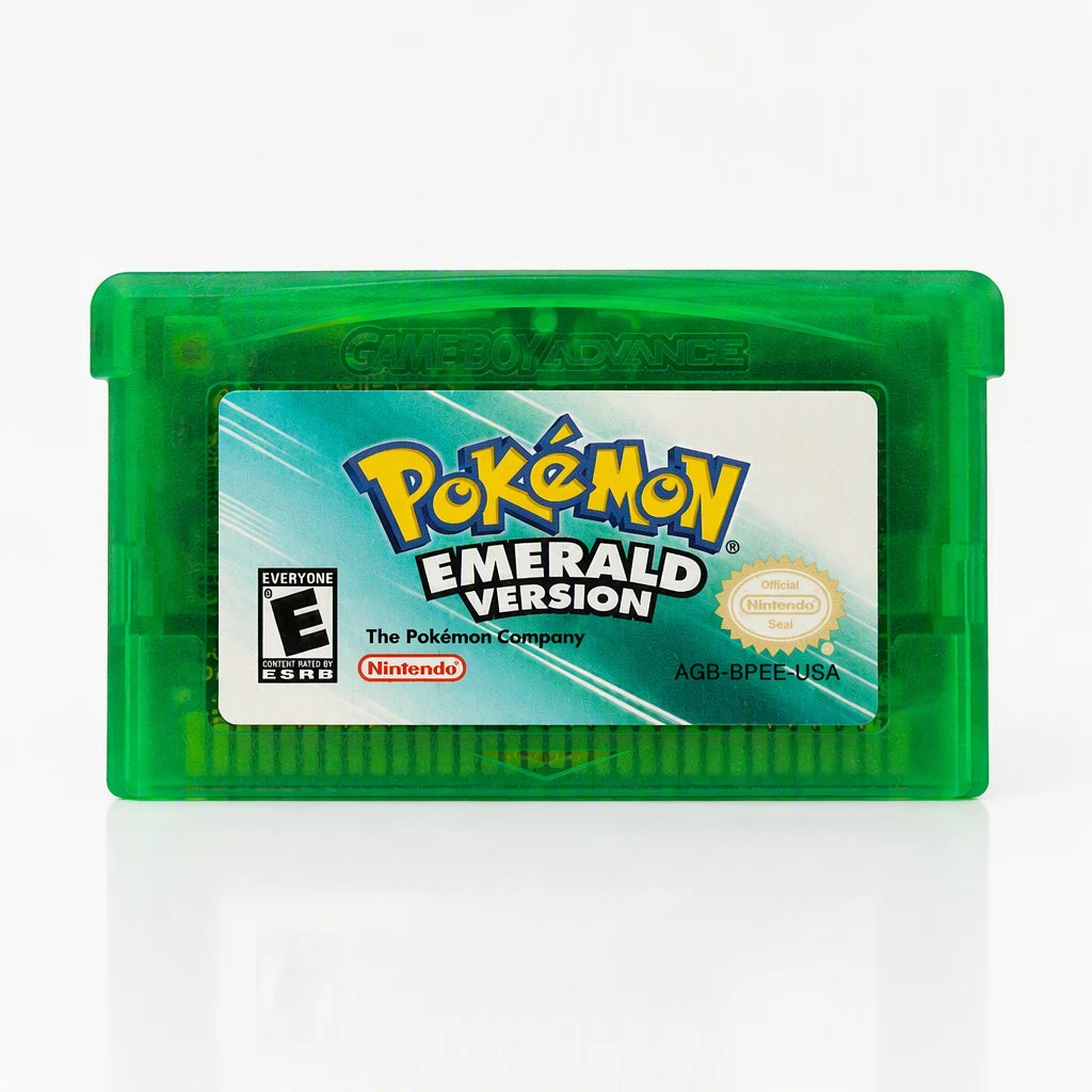 Representative Pokémon Emerald Version for Game Boy Advance in a checker-light studio