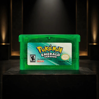 Representative Pokémon Emerald Version for Game Boy Advance in a gallery display