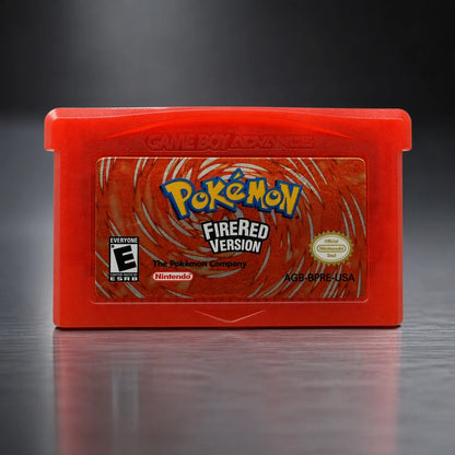 Representative Pokémon FireRed Version for Game Boy Advance on a metal display plinth