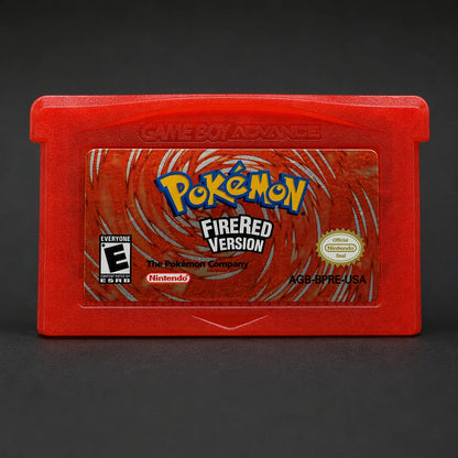 Representative Pokémon FireRed Version for Game Boy Advance with a close view of the printed label