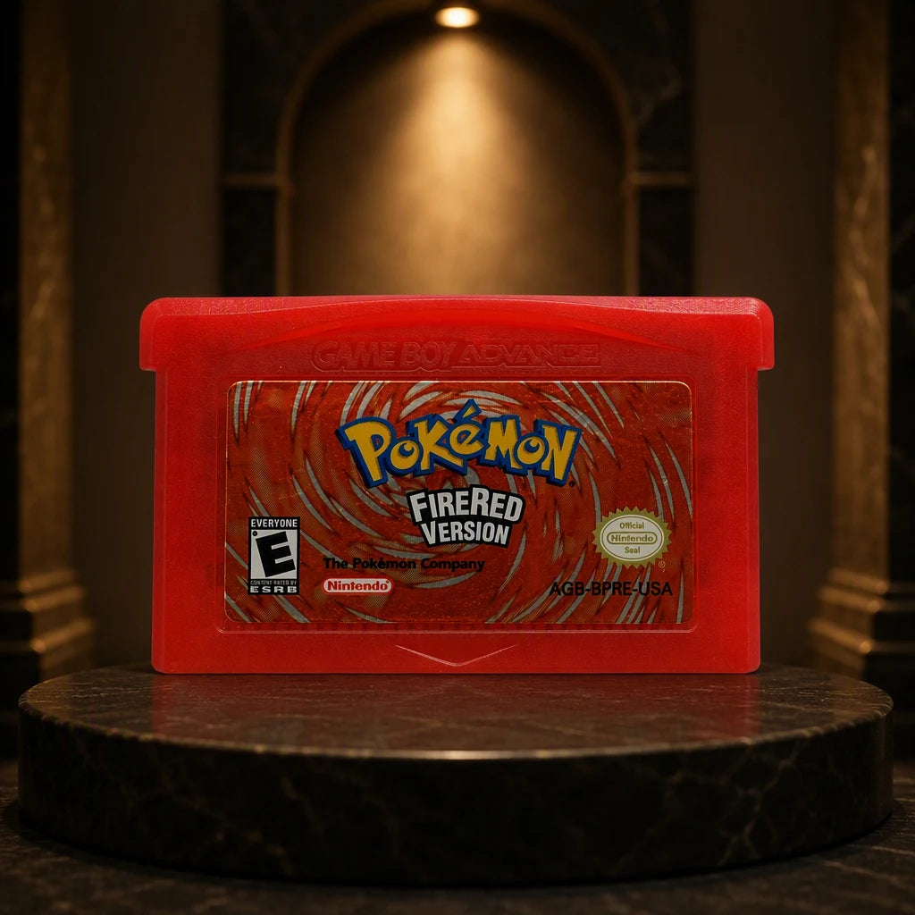 Representative Pokémon FireRed Version for Game Boy Advance in a gallery display