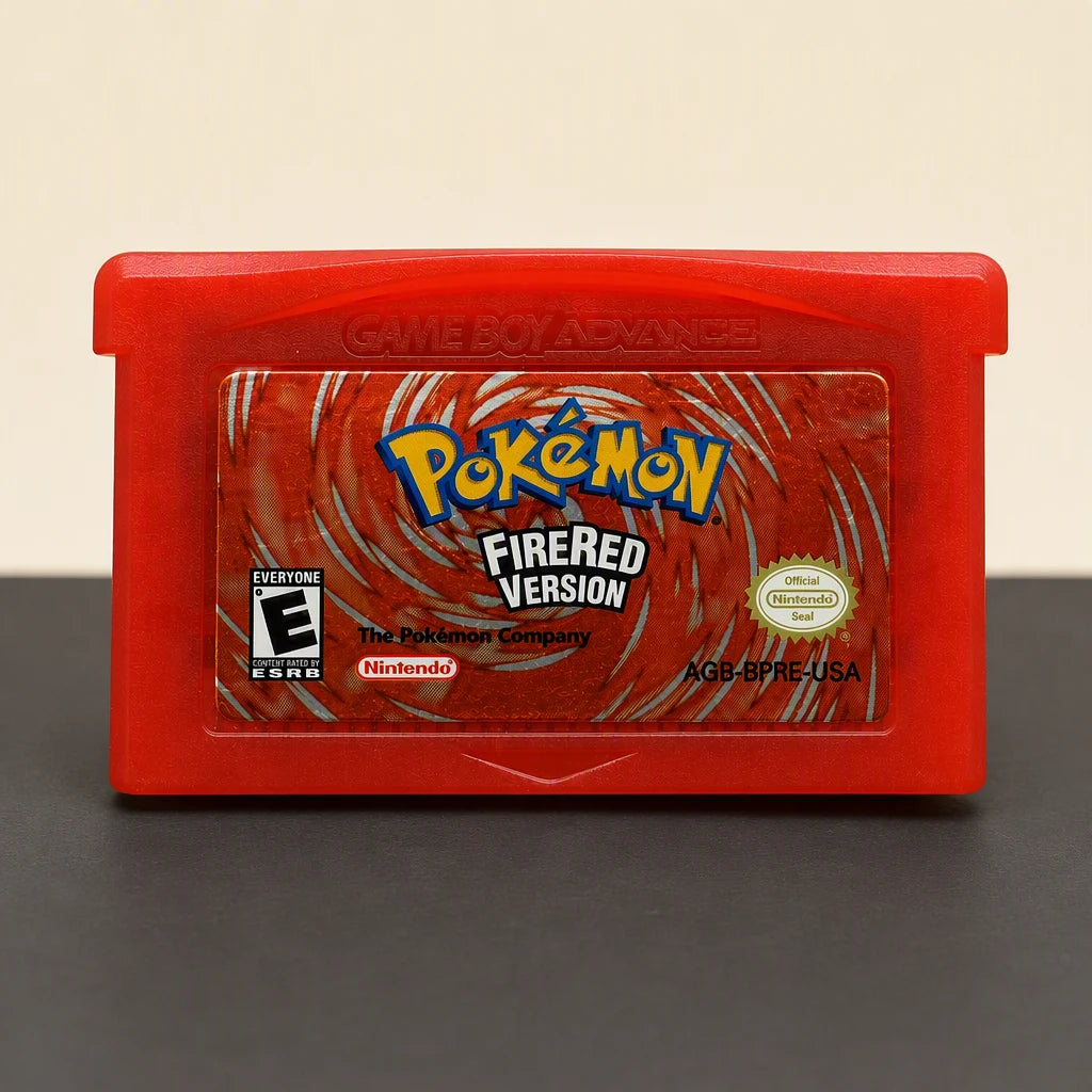 Representative Pokémon FireRed Version for Game Boy Advance with the physical game format identified
