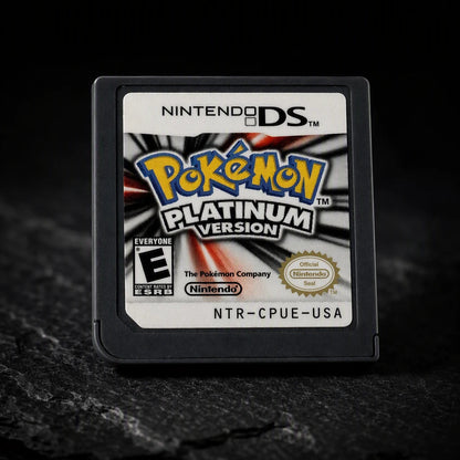 Representative Pokémon Platinum Version for Nintendo DS in a dark collector studio