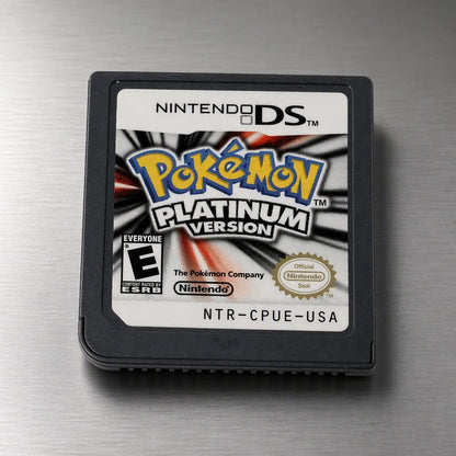 Representative Pokémon Platinum Version for Nintendo DS on a metal display plinth